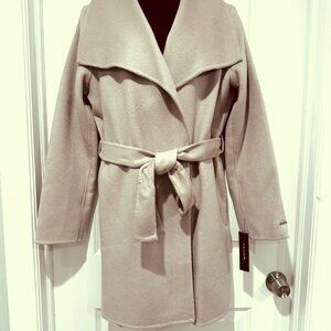New Tahari Camel Shawl Collar Belted Wrap Coat, Size L (NWT)